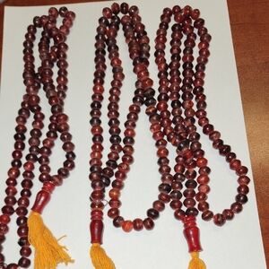 Red Beaded Necklace with Tassel